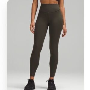 Lululemon Base Pace High-Waisted Olive Green Leggings, 28” Sz 6